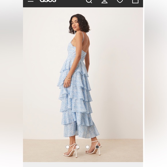 Blue Ruffle Maxi Dress - Picture 4 of 11